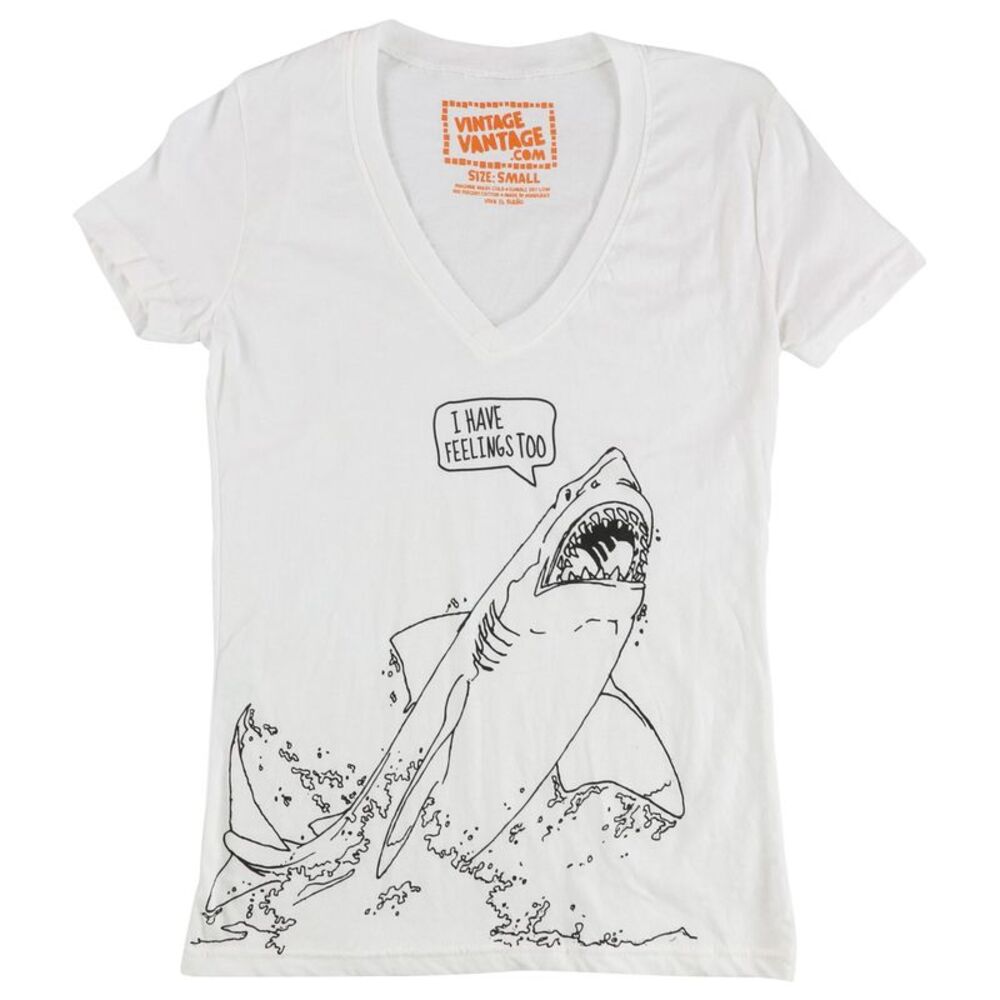 Vintage Vantage Womens I Have Feelings Too Graphic T-Shirt, White, S, DM